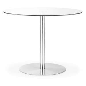 Mabyn Round Glass Dining Table With Chrome Pedestal - UK