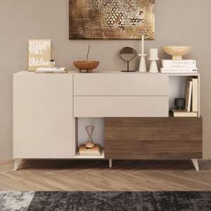 Milan Wooden Sideboard 2 Doors 2 Drawers In Cashmere And Walnut - UK
