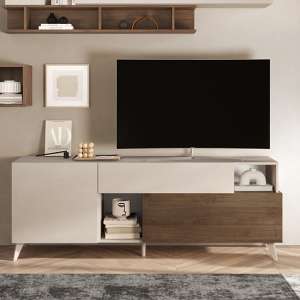 Milan Wooden TV Stand Small 2 Doors 1 Drawer In Cashmere Walnut - UK