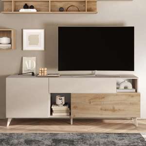 Milan Wooden TV Stand Small With 2 Doors In Cashmere Cadiz Oak - UK