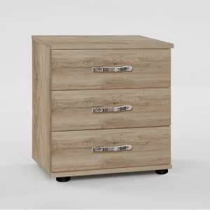 Milden Wooden Bedside Cabinet In Sanremo Oak With 3 Drawers - UK