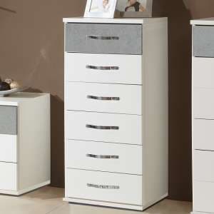 Milden Chest Of Drawers Tall In White And Concrete Grey - UK