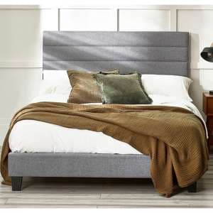 Milford Linen Fabric Double Bed In Grey - UK