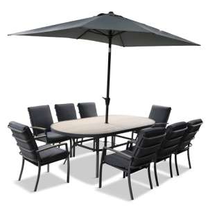 Mili 8 Seater Dining Set With Highback Chairs And Parasol