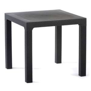 Mili Polypropylene Dining Table Square In Anthracite Rattan Effect - UK