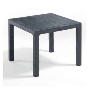 Mili Polypropylene Dining Table Square In Grey Rattan Effect - UK