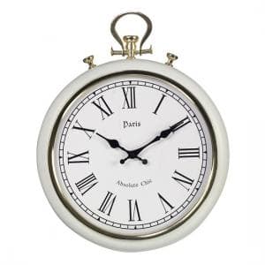 Mille Pocket Style Wall Clock In White Metal With Gold Trim