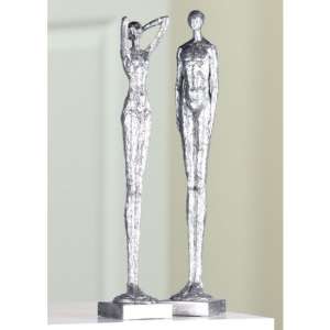 Millenium Poly Set Of 2 Design Sculpture In Antique Silver
