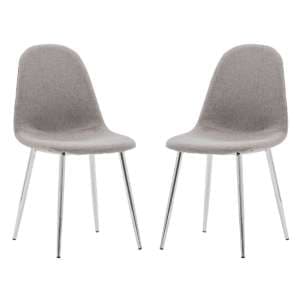 Millikan Grey Fabric Dining Chairs With Chrome Legs In Pair - UK