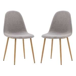 Millikan Grey Fabric Dining Chairs With Oak Legs In Pair - UK