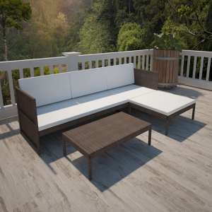 Millom Rattan 3 Piece Garden Lounge Set With Cushions In Brown - UK