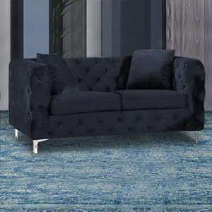 Mills Malta Plush Velour Fabric 2 Seater Sofa In Slate