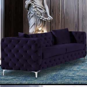Mills Malta Plush Velour Fabric 3 Seater Sofa In Ameythst - UK
