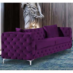 Mills Malta Plush Velour Fabric 3 Seater Sofa In Cosmic - UK