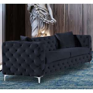 Mills Malta Plush Velour Fabric 3 Seater Sofa In Slate - UK