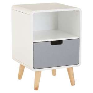 Milova Wooden Bedside Cabinet With 1 Drawer In White And Grey - UK