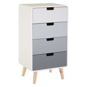 Milova Wooden Chest Of 4 Drawers In White And Grey - UK