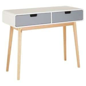 Milova Wooden Console Table With 2 Drawers In White And Grey