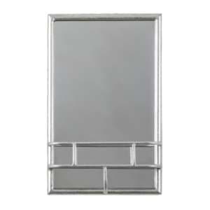 Millan Rectangular Bathroom Mirror With Shelf In Silver Frame - UK
