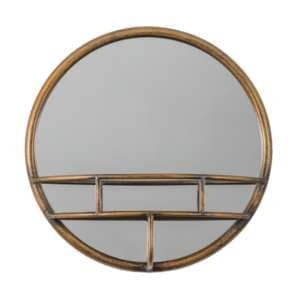 Millan Round Bathroom Mirror With Shelf In Bronze Frame - UK