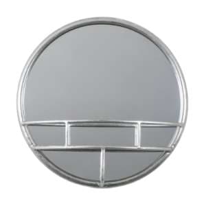 Millan Round Bathroom Mirror With Shelf In Silver Frame - UK