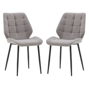 Minford Light Grey Fabric Dining Chairs In Pair - UK