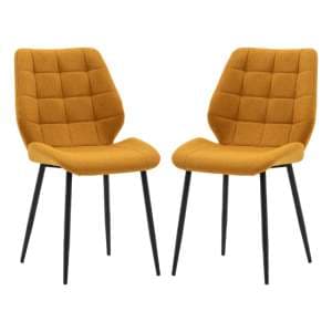Minford Saffron Fabric Dining Chairs In Pair - UK