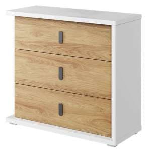 Minot Kids Wooden Chest Of 3 Drawers In Natural Hickory Oak - UK