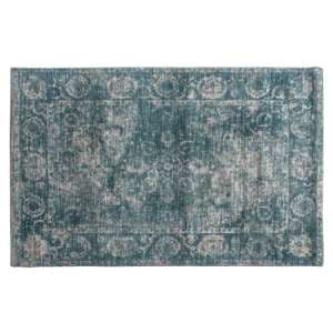 Minot Rectangular Extra Large Fabric Rug In Natural And Teal