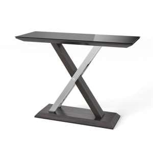 Xoteya Glass Console Table In Black And Grey Walnut - UK