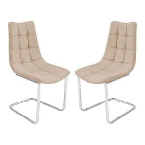Mintaka Beige Faux Leather Dining Chairs In Pair - UK