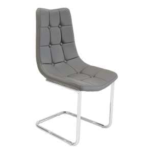 Mintaka Faux Leather Dining Chair In Grey - UK