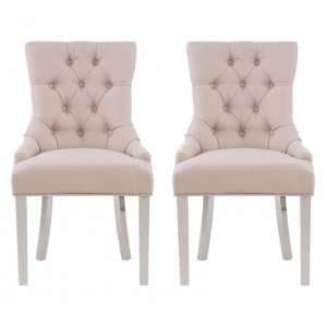 Mintaka Natural Velvet Dining Chairs With Sledge Legs In A Pair