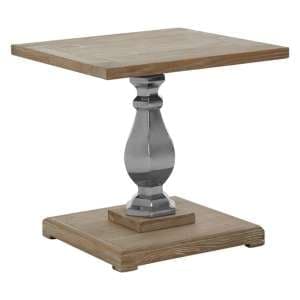 Mintaka Square Wooden Side Table With Silver Legs In Natural