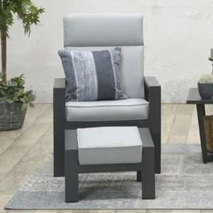Mintly Reclining Armchair With Footstool In Carbon Black - UK