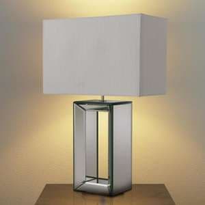 Mirror White Faux Silk Shade Table Lamp With Mirrored Base - UK