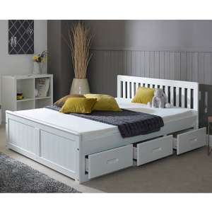 Mission Storage Double Bed In White With 3 Drawers - UK