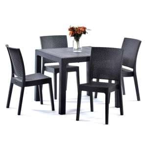 Misty Polypropylene Dining Table Square With 4 Side Chairs - UK
