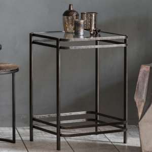 Mitchell Clear Glass Top Side Table With Bronze Metal Frame - UK