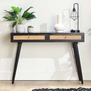 Mixco Wooden Console Table With 2 Drawers In Black - UK