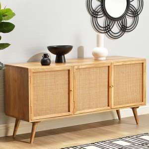 Mixco Wooden Sideboard With 3 Doors In Natural - UK