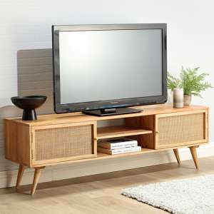 Mixco Wooden TV Stand With 2 Doors In Natural - UK