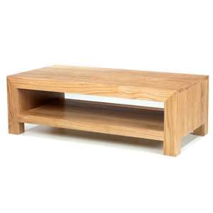 Modals Wooden Coffee Table In Light Solid Oak With Shelf - UK