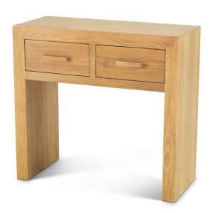Modals Wooden Console Table In Light Solid Oak With 2 Drawers