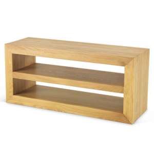 Modals Wooden Open Media Unit In Light Solid Oak With 1 Shelf - UK