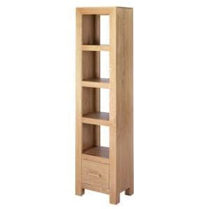 Modals Wooden Slim Bookcase In Light Solid Oak - UK
