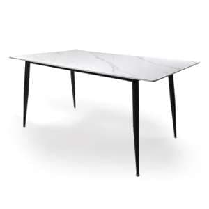 Modico Ceramic Dining Table 1.6m In White Marble Effect - UK