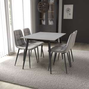 Modico 1.2m Grey Ceramic Dining Table With 4 Massa Grey Chairs - UK