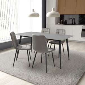 Modico 1.6m Grey Ceramic Dining Table With 4 Massa Grey Chairs - UK