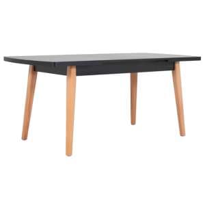 Mogador Large Wooden Extending Dining Table In Black And Oak